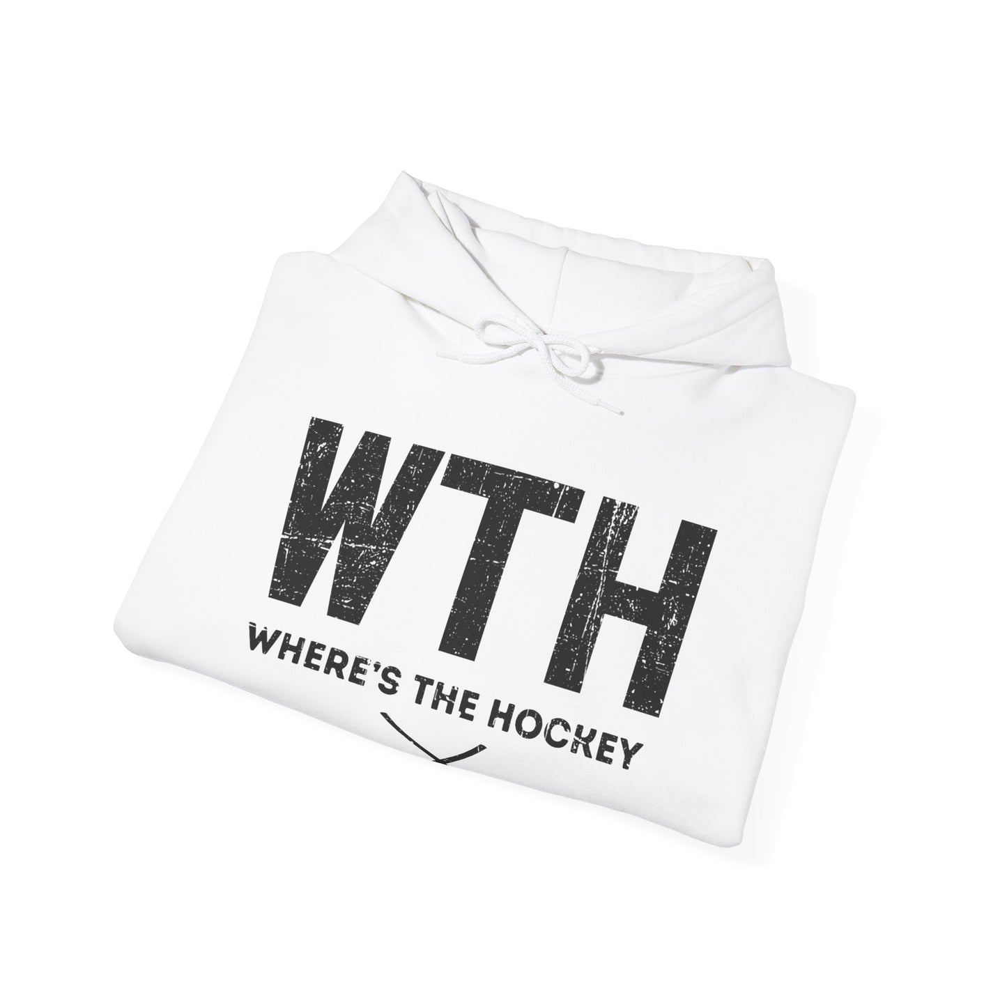White Folded - WT Hockey - Hockey Hoodie - Where's The Hockey Hockey Hoodie - Hockey Gifts - Gift For Hockey Players