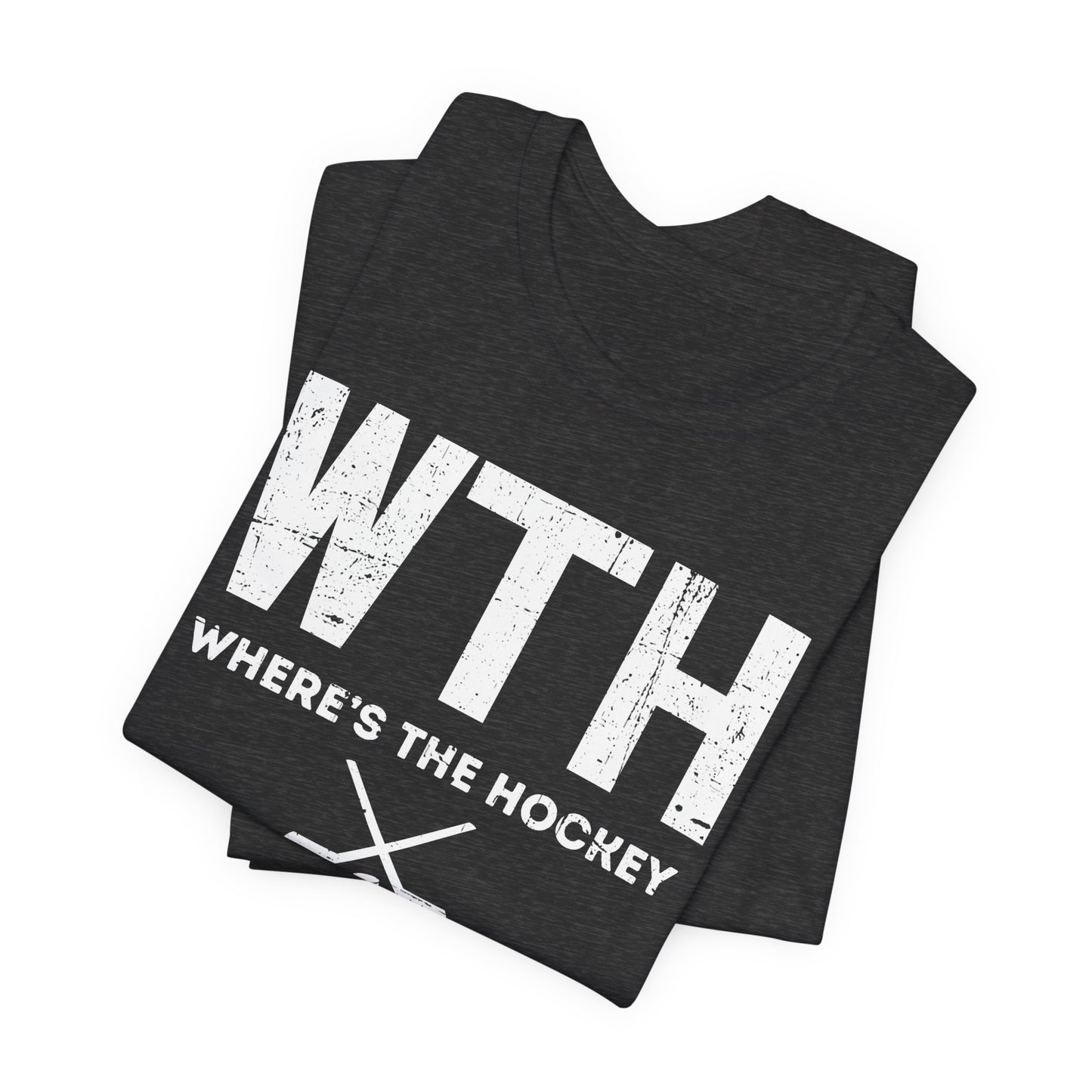 Dark Grey Folded - WT Hockey - Hockey T-Shirt - Where's The Hockey Hockey Shirt - Hockey Gifts - Gift For Hockey Players