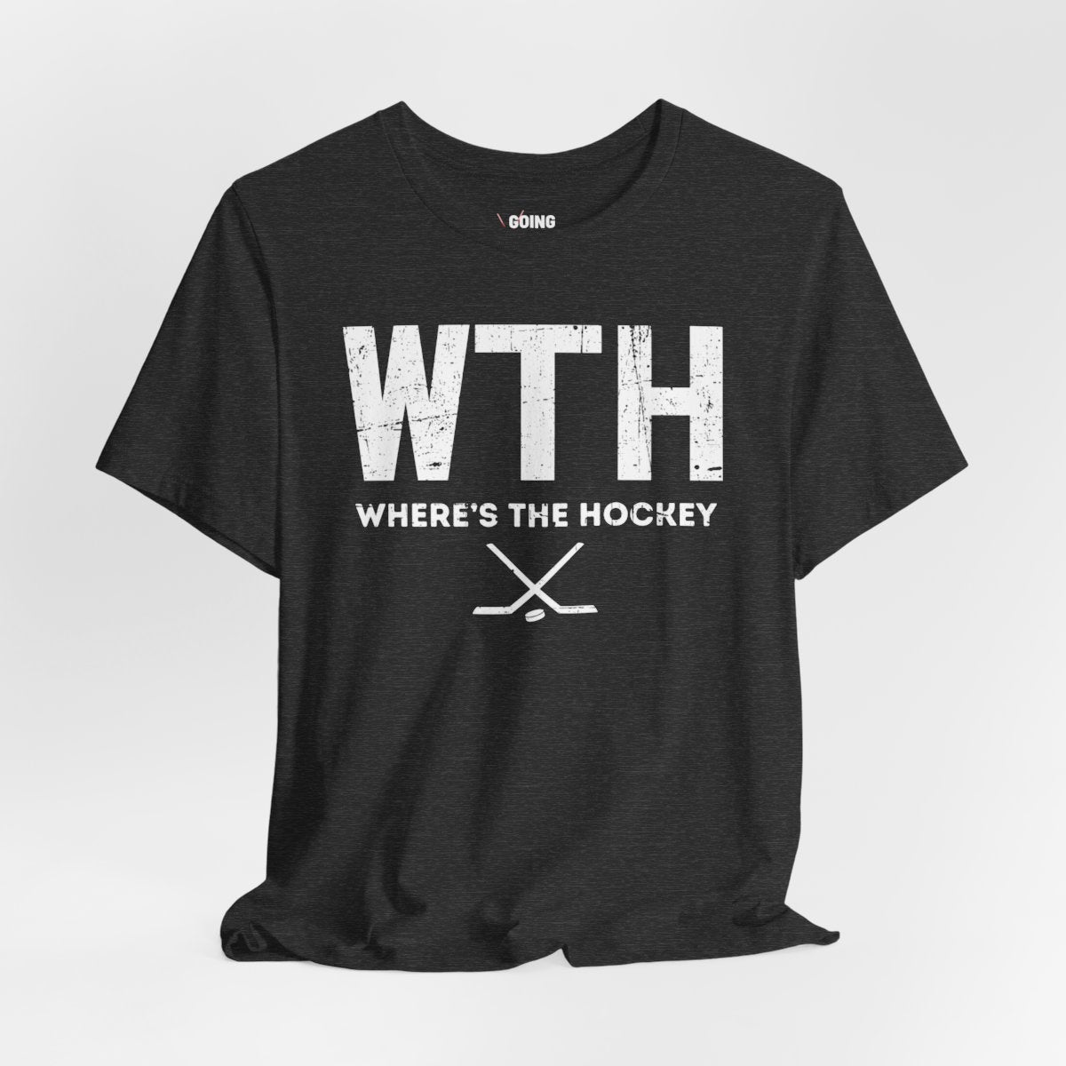 Dark Grey Front - WT Hockey - Hockey T-Shirt - Where's The Hockey Hockey Shirt - Hockey Gifts - Gift For Hockey Players