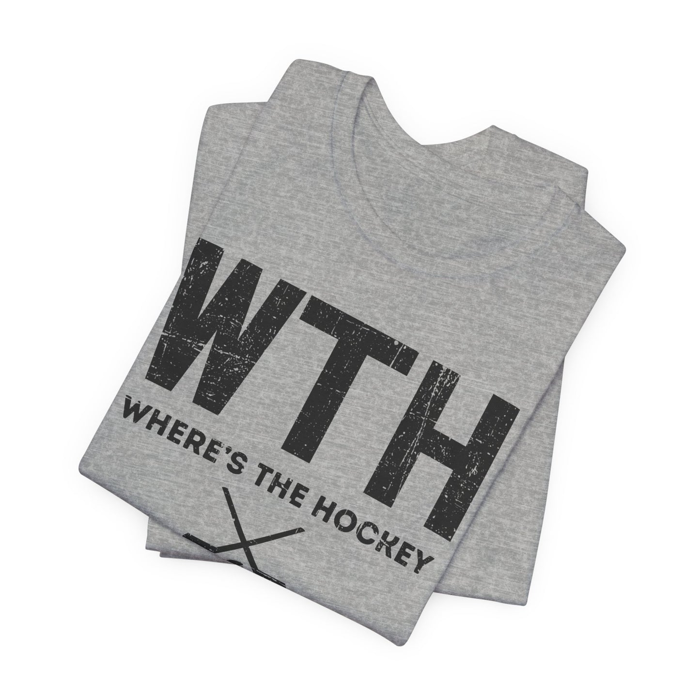 Grey Folded - WT Hockey - Hockey T-Shirt - Where's The Hockey Hockey Shirt - Hockey Gifts - Gift For Hockey Players
