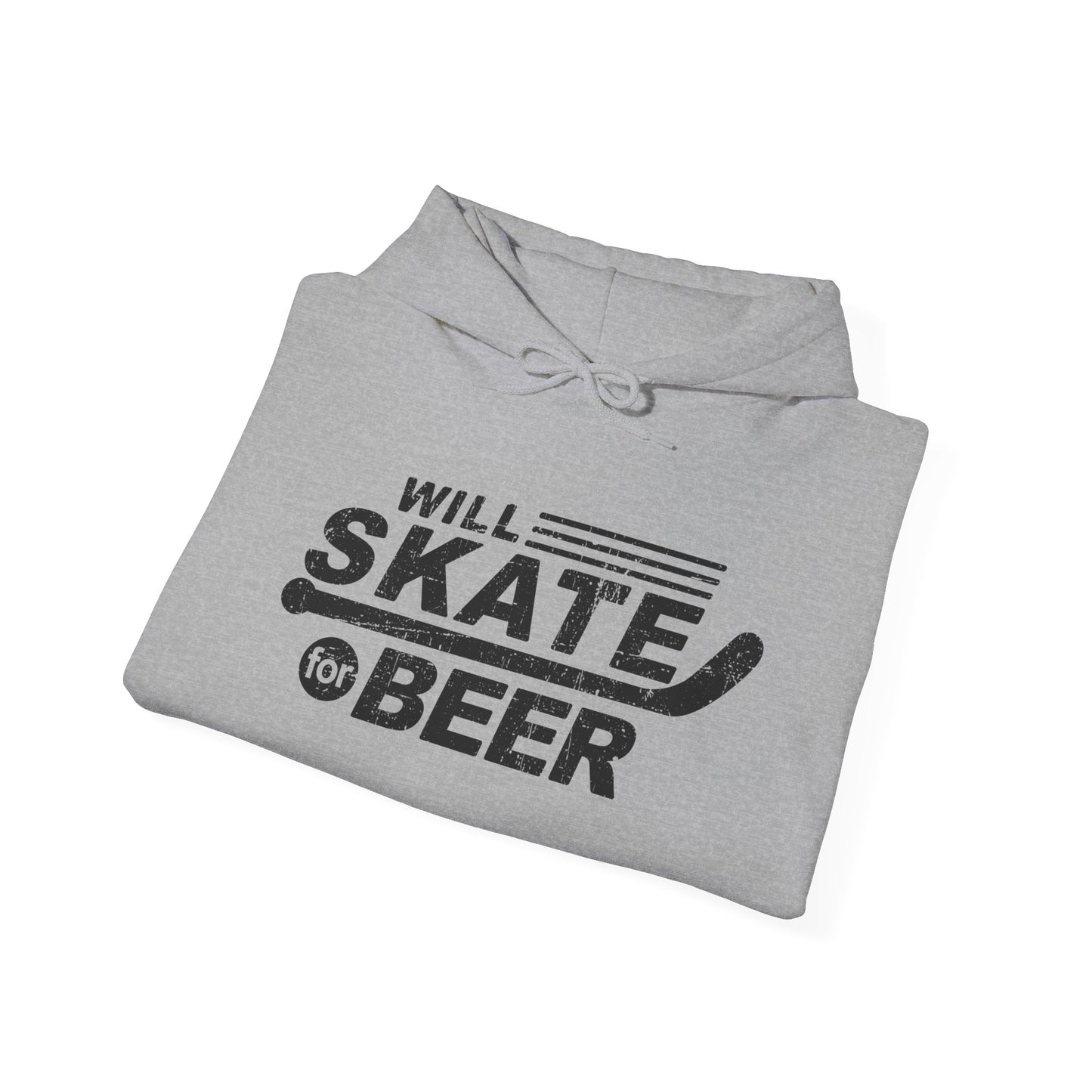 Grey Folded - Hockey For Beer - Hockey Hoodie - Will Skate For Beer Hockey Hoodie - Hockey Gifts - Gift For Hockey Players