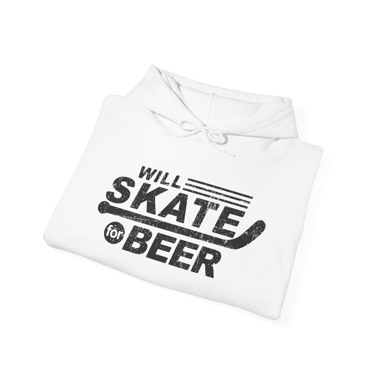 White Folded - Hockey For Beer - Hockey Hoodie - Will Skate For Beer Hockey Hoodie - Hockey Gifts - Gift For Hockey Players