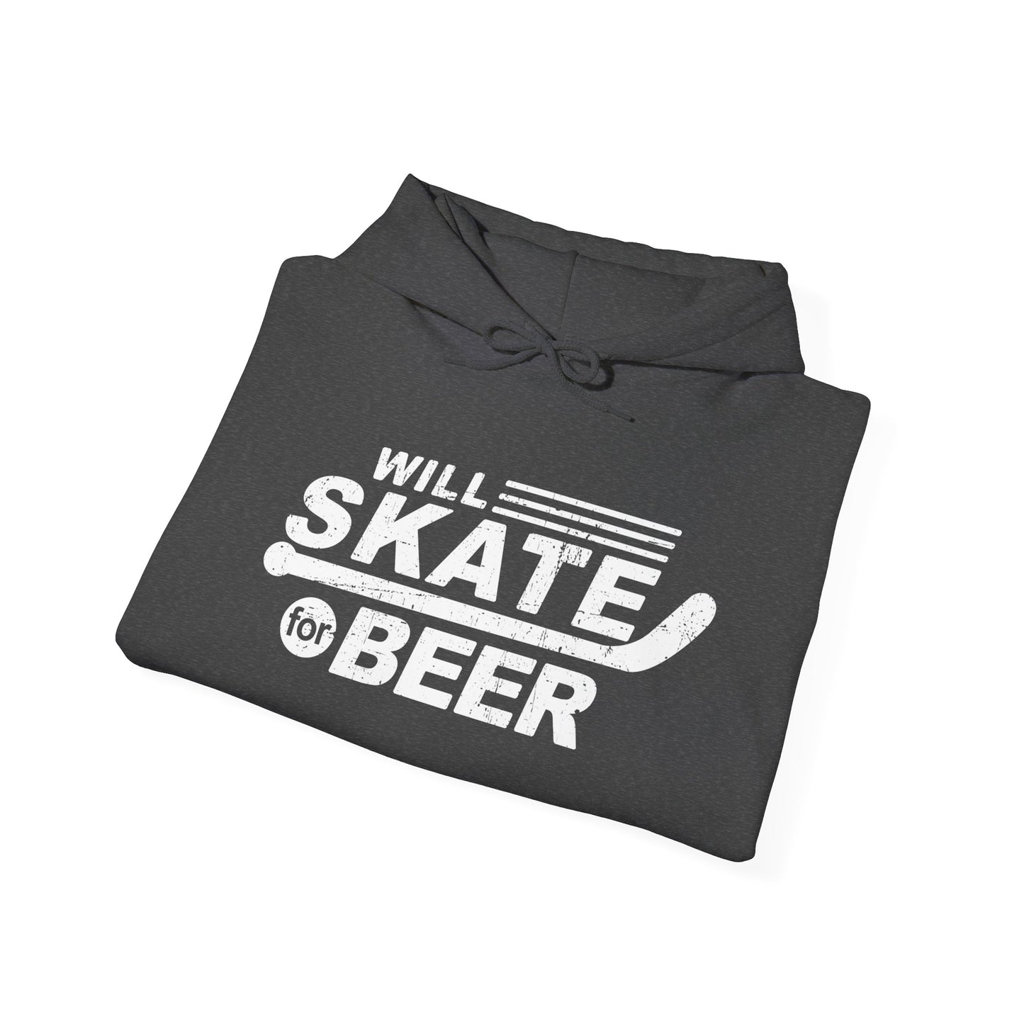 Dark Grey Folded - Hockey For Beer - Hockey Hoodie - Will Skate For Beer Hockey Hoodie - Hockey Gifts - Gift For Hockey Players