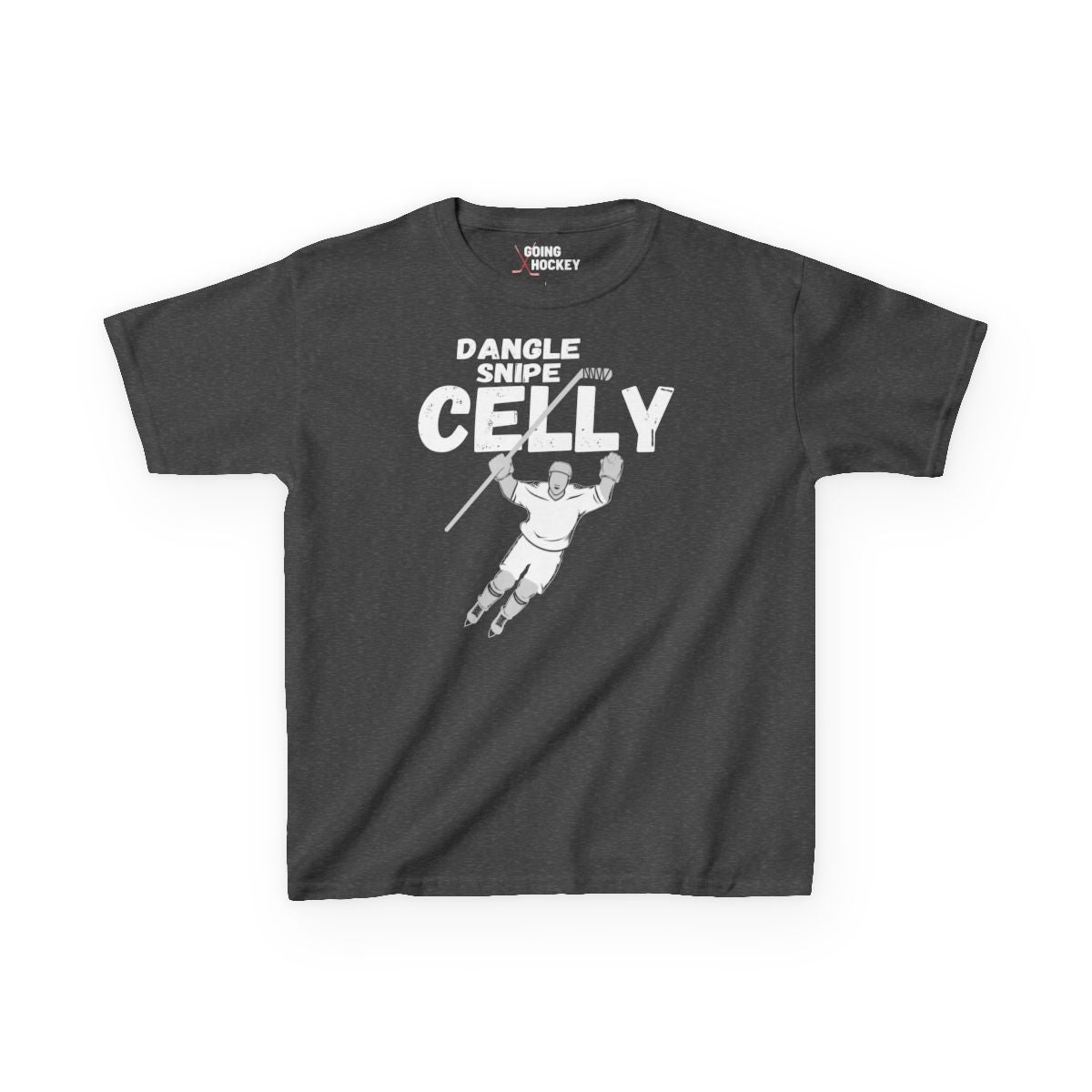Funny Hockey Shirt - Funny Hockey Gifts - Funny Gift For Hockey Players - Dark Grey  Front - Hockey Celly - Kids Hockey T-Shirt - Dangle Snipe Celly Kids Hockey Shirt - Hockey Gifts - Gift For Hockey Players