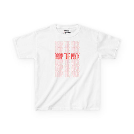 Funny Hockey Shirt - Funny Hockey Gifts - Funny Gift For Hockey Players - White Front - Hockey Drop - Kids Hockey T-Shirt - Drop The Puck Kids Hockey Shirt - Hockey Gifts - Gift For Hockey Players