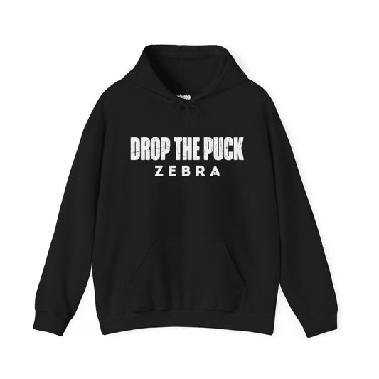 Funny Hockey Hoodie - Funny Hockey Gifts - Funny Gift For Hockey Players - Main Front - Hockey Zebra - Hockey Hoodie - Drop The Puck Zebra Hockey Hoodie - Hockey Gifts - Gift For Hockey Players