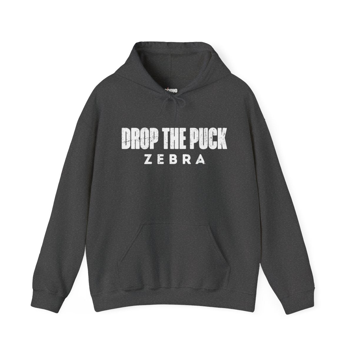Funny Hockey Hoodie - Funny Hockey Gifts - Funny Gift For Hockey Players - Dark Grey Front - Hockey Zebra - Hockey Hoodie - Drop The Puck Zebra Hockey Hoodie - Hockey Gifts - Gift For Hockey Players