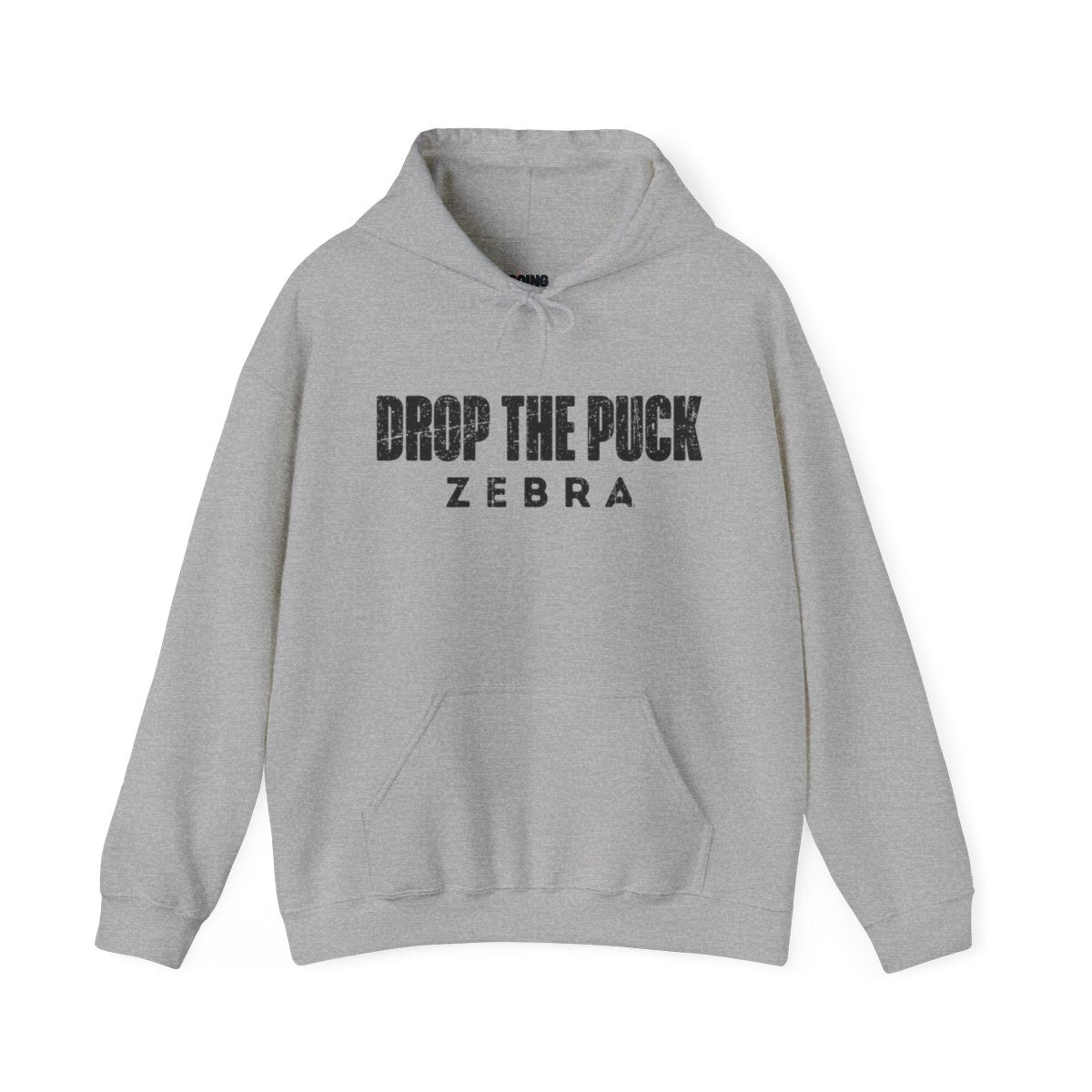 Funny Hockey Hoodie - Funny Hockey Gifts - Funny Gift For Hockey Players - Grey Front - Hockey Zebra - Hockey Hoodie - Drop The Puck Zebra Hockey Hoodie - Hockey Gifts - Gift For Hockey Players