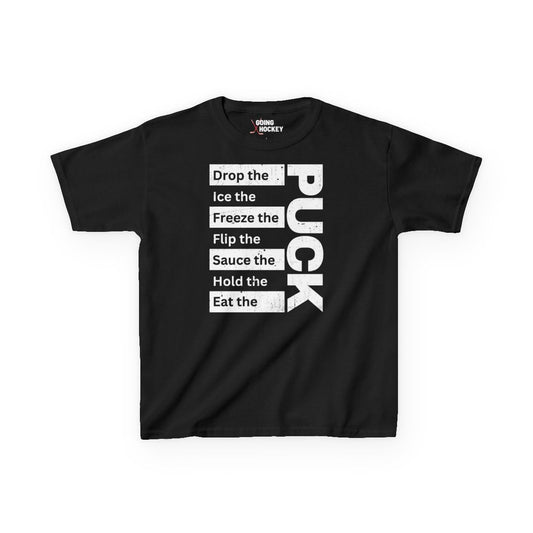 Black Front - Hockey Puck - Kids Hockey T-Shirt - Drop The Puck Ice The Puck Kids Hockey Shirt - Hockey Gifts - Gift For Hockey Players
