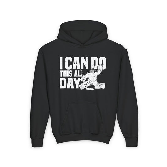Main Front - All Day Hockey - Kids Hockey Hoodie - I Can Do This All Day Kids Hockey Hoodie - Hockey Gifts - Gift For Hockey Players