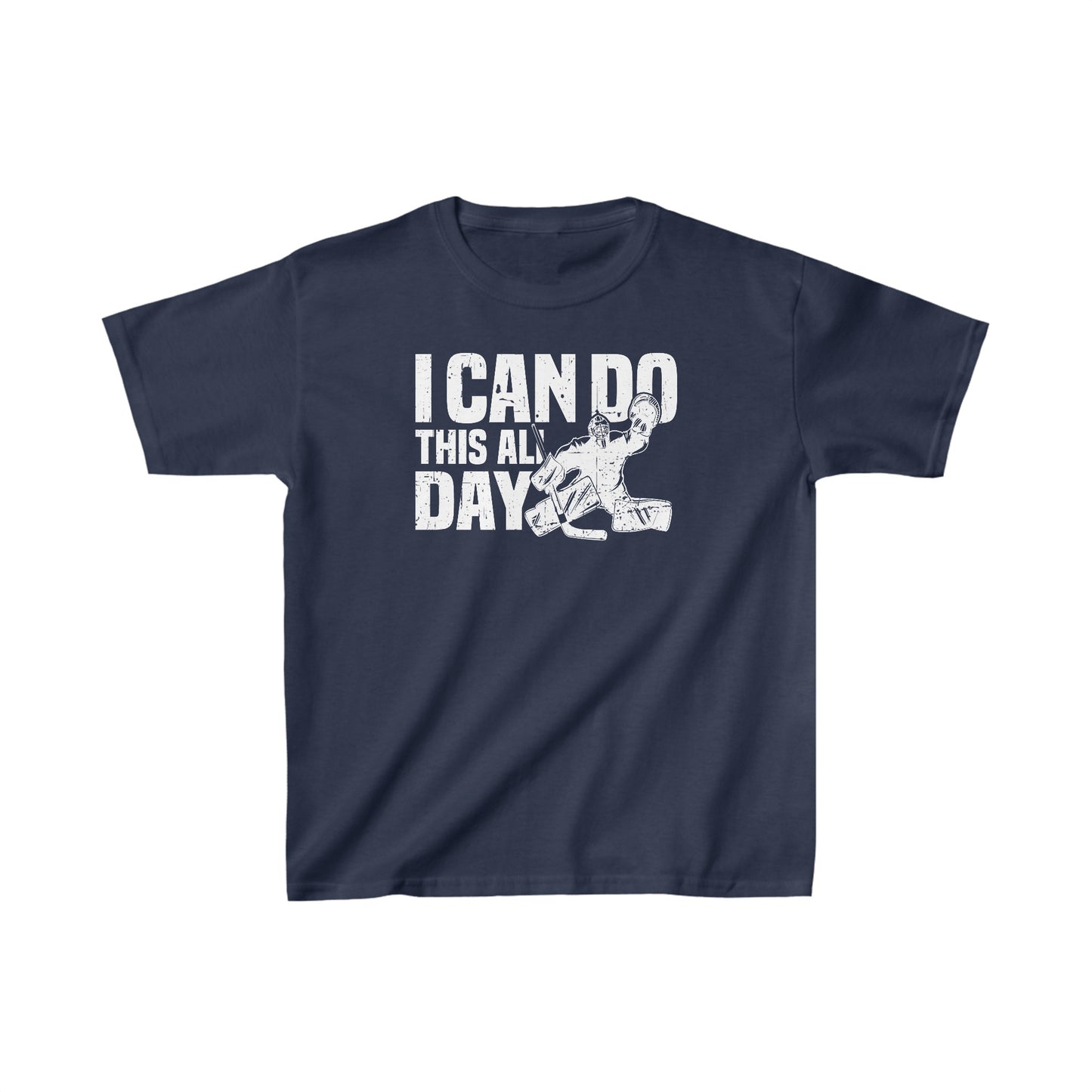 Navy Front - All Day Hockey - Kids Hockey T-Shirt - I Can Do This All Day Kids Hockey Goalie Shirt - Hockey Gifts - Gift For Hockey Players