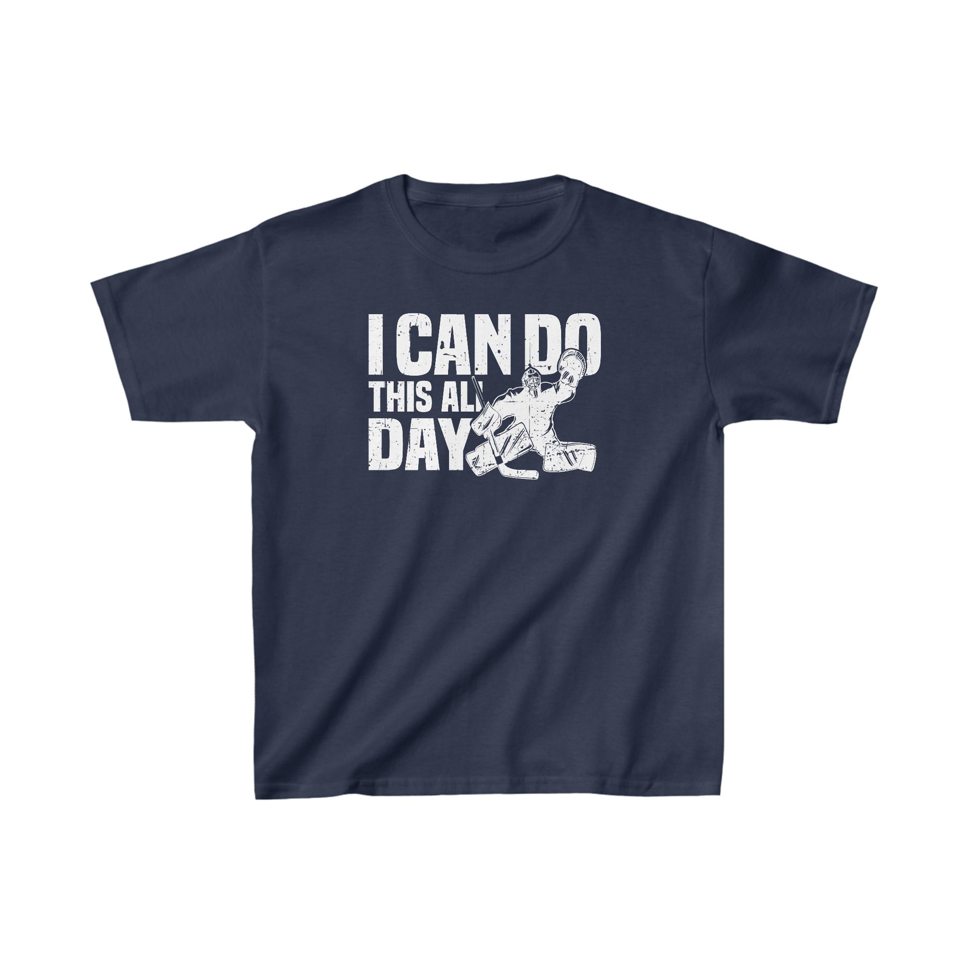 Navy Front - All Day Hockey - Kids Hockey T-Shirt - I Can Do This All Day Kids Hockey Goalie Shirt - Hockey Gifts - Gift For Hockey Players