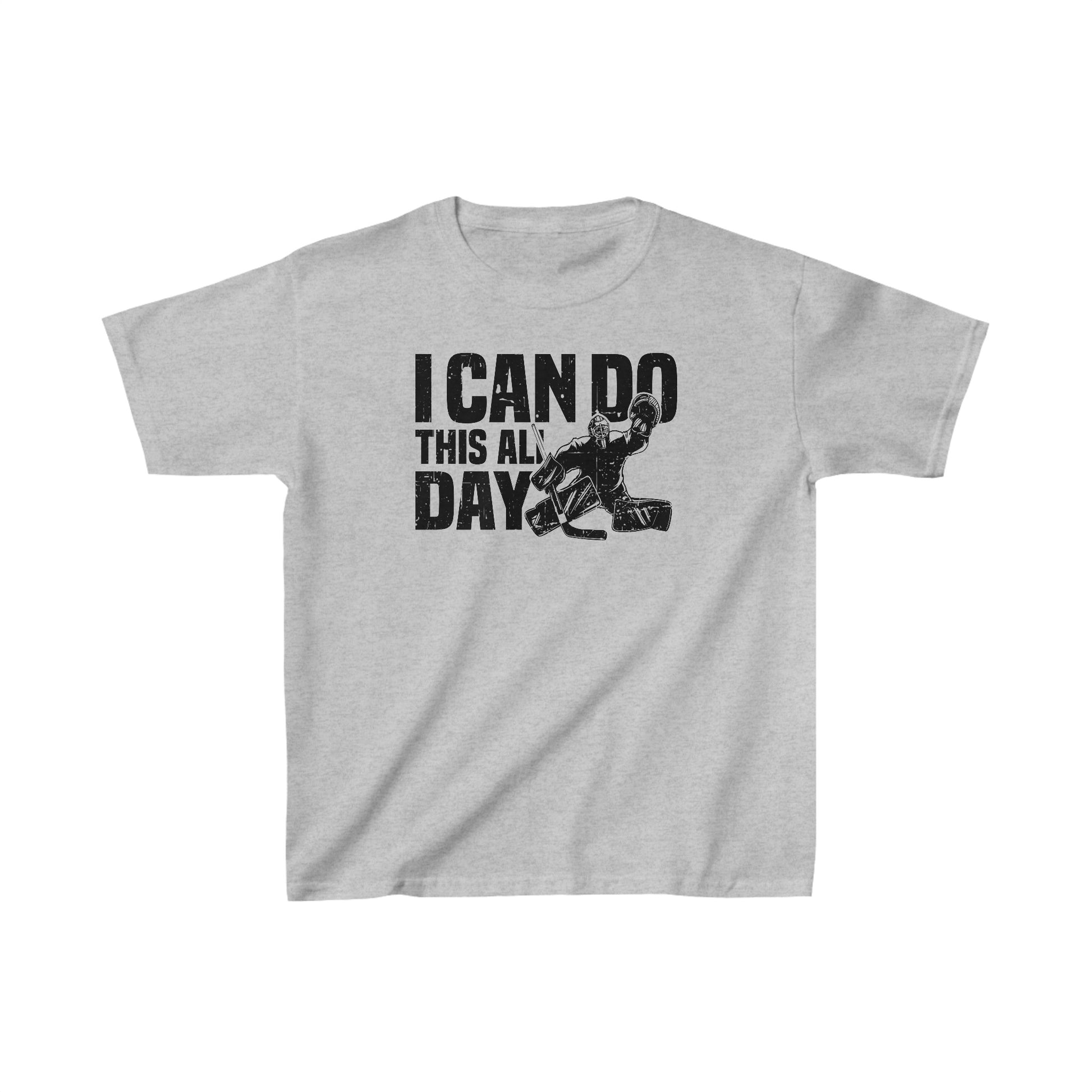 Grey Front - All Day Hockey - Kids Hockey T-Shirt - I Can Do This All Day Kids Hockey Goalie Shirt - Hockey Gifts - Gift For Hockey Players