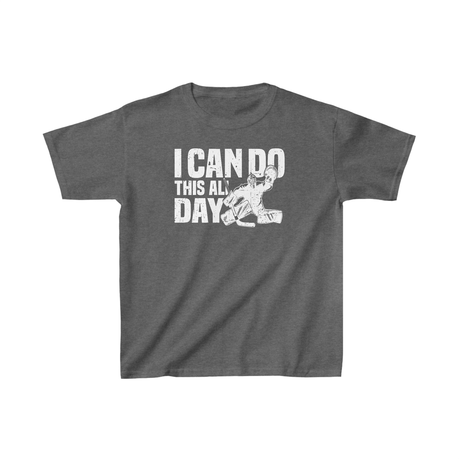 Dark Grey Front - All Day Hockey - Kids Hockey T-Shirt - I Can Do This All Day Kids Hockey Goalie Shirt - Hockey Gifts - Gift For Hockey Players
