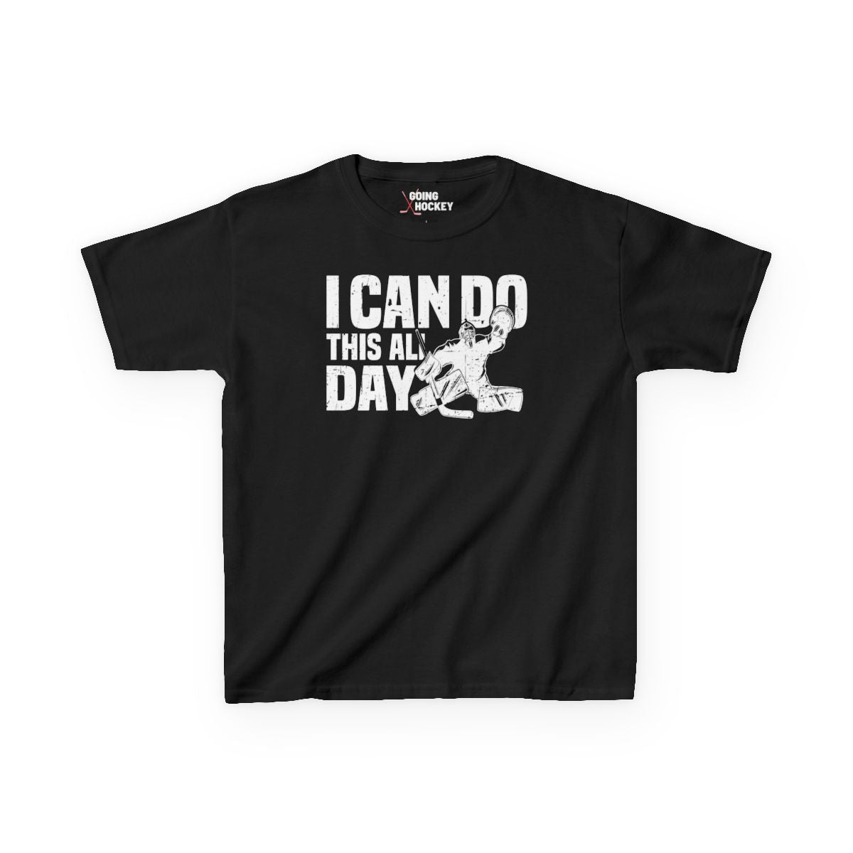Funny Hockey Shirt - Funny Hockey Gifts - Funny Gift For Hockey Players - Black Front - All Day Hockey - Kids Hockey T-Shirt - I Can Do This All Day Kids Hockey Goalie Shirt - Hockey Gifts - Gift For Hockey Players