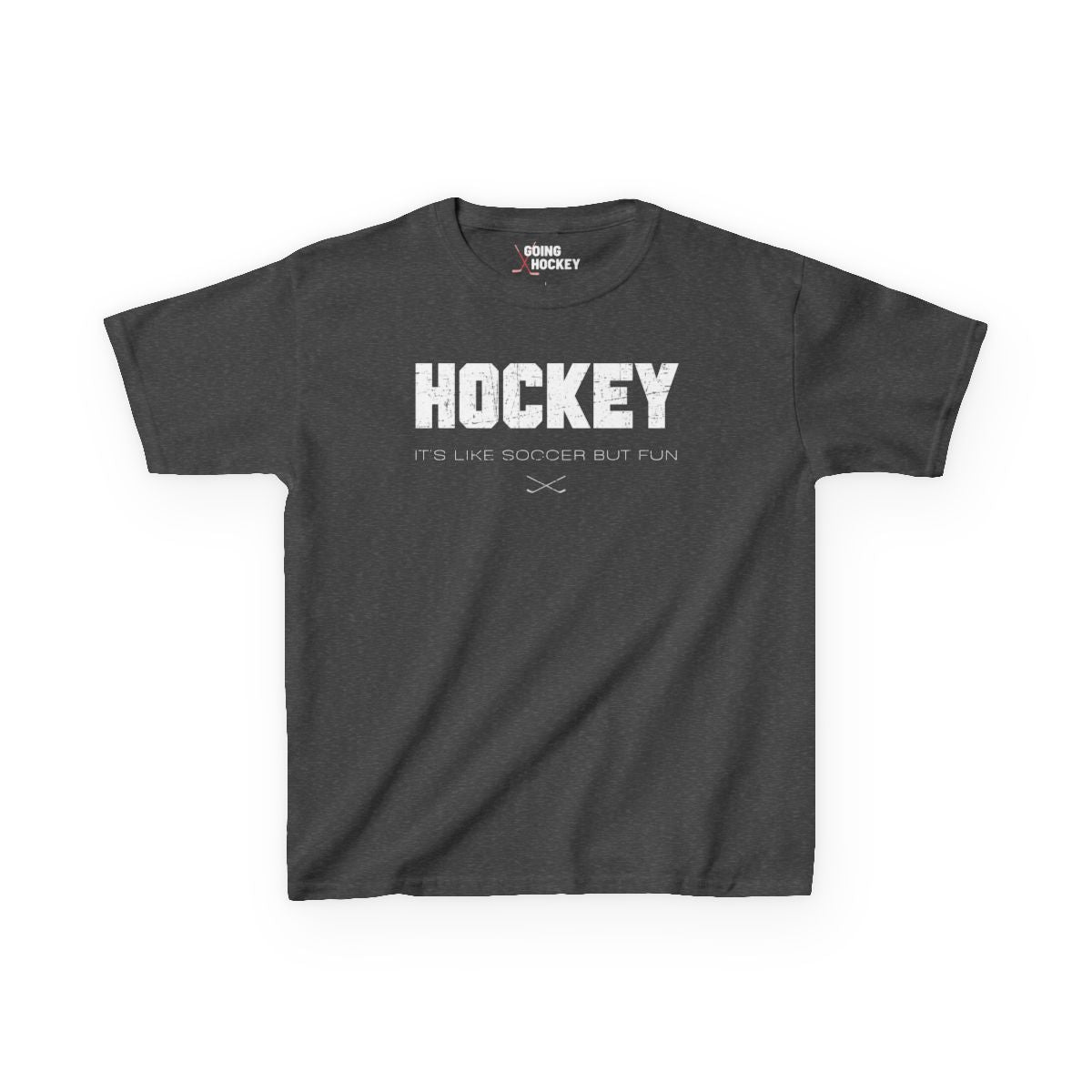 Funny Hockey Shirt - Funny Hockey Gifts - Funny Gift For Hockey Players - Dark Grey Front - Hockey Like Soccer - Kids Hockey T-Shirt - It's Like Soccer But Fun Kids Hockey Shirt - Hockey Gifts - Gift For Hockey Players