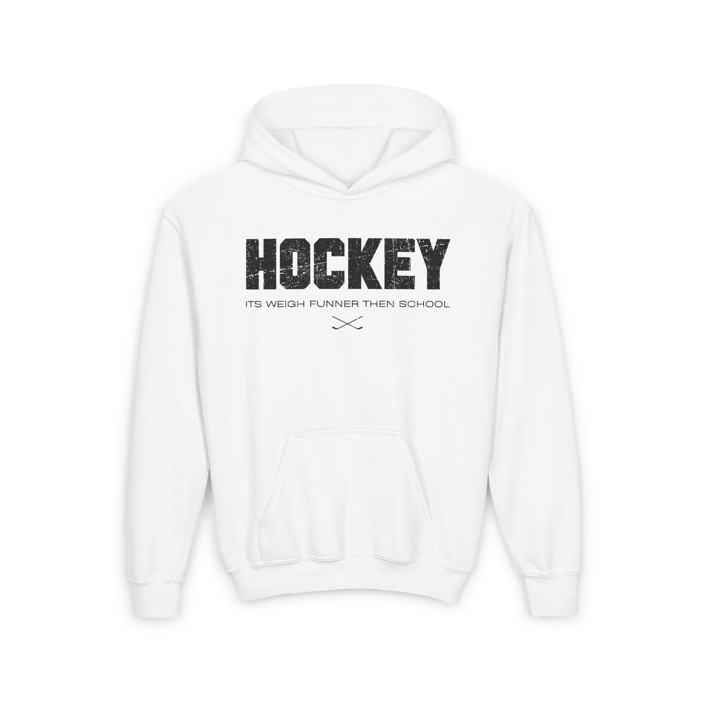 White Front - School Is Important but Hockey Is Importanter - Hockey Than School - Kids Hockey Hoodie - Its Weigh Funner Then School Kids Hockey Hoodie - Hockey Gifts - Gift For Hockey Players