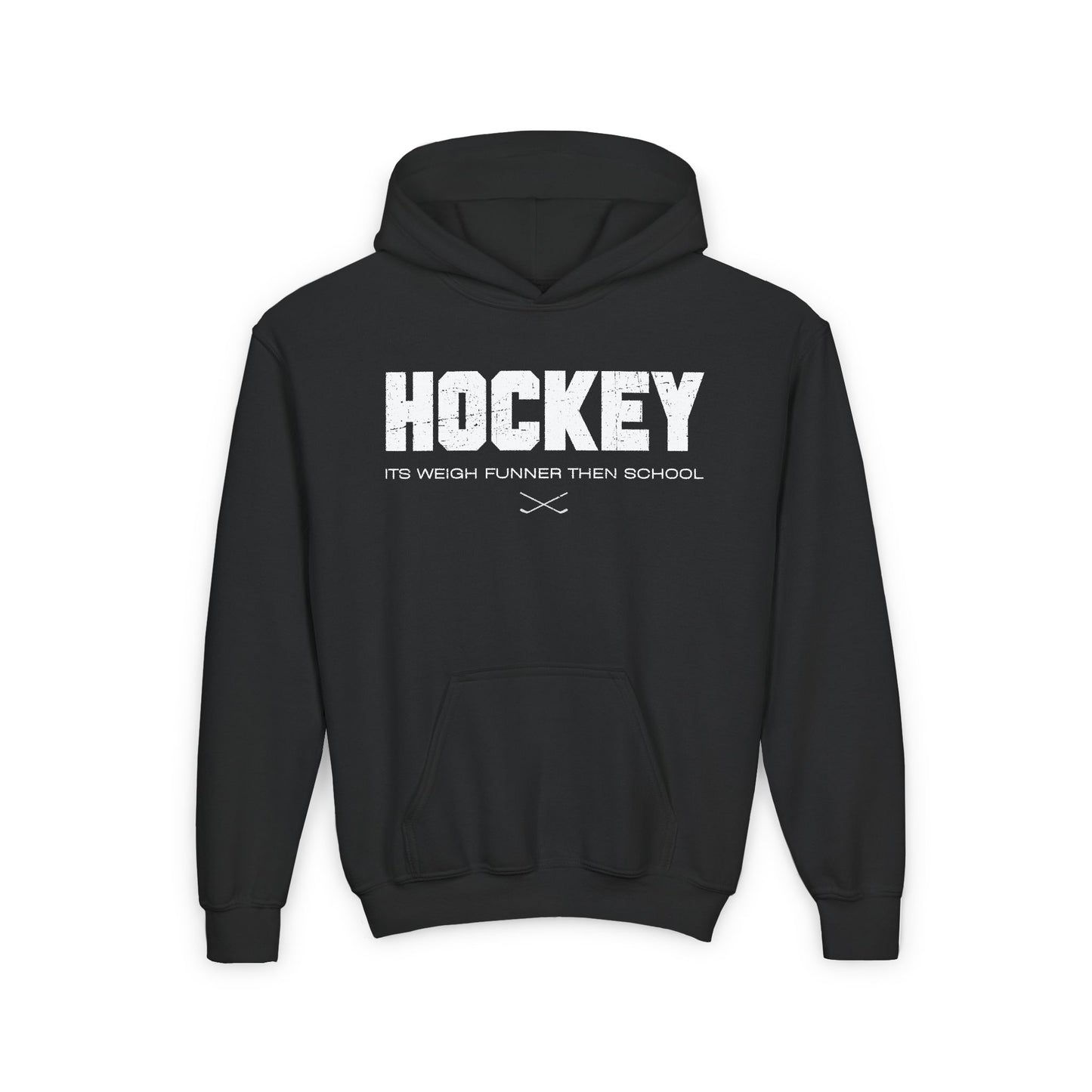 Black Front - School Is Important but Hockey Is Importanter - Hockey Than School - Kids Hockey Hoodie - Its Weigh Funner Then School Kids Hockey Hoodie - Hockey Gifts - Gift For Hockey Players