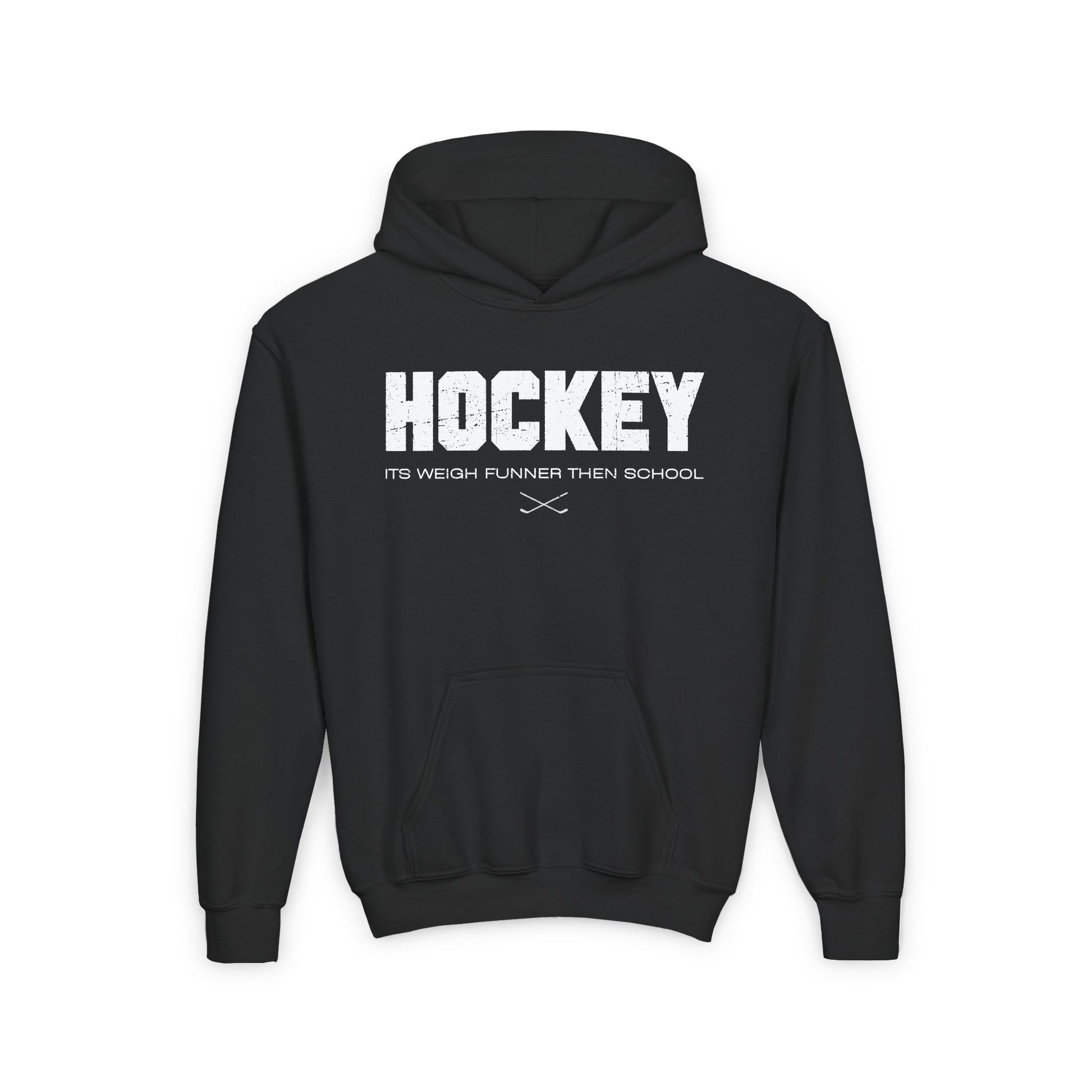 Black Front - School Is Important but Hockey Is Importanter - Hockey Than School - Kids Hockey Hoodie - Its Weigh Funner Then School Kids Hockey Hoodie - Hockey Gifts - Gift For Hockey Players