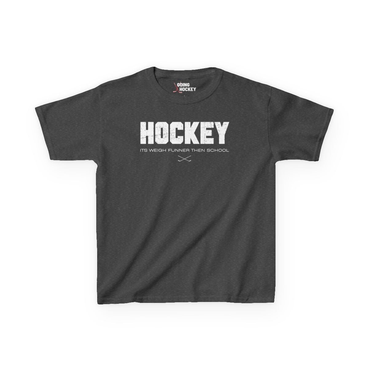 Funny Hockey Shirt - Funny Hockey Gifts - Funny Gift For Hockey Players - Dark Grey Front - School Is Important but Hockey Is Importanter - Hockey Than School - Kids Hockey T-Shirt - Its Weigh Funner Then School Kids Hockey Shirt - Hockey Gifts - Gift For Hockey Players