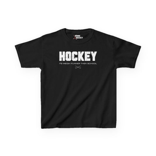 Funny Hockey Shirt - Funny Hockey Gifts - Funny Gift For Hockey Players - Black Front - School Is Important but Hockey Is Importanter - Hockey Than School - Kids Hockey T-Shirt - Its Weigh Funner Then School Kids Hockey Shirt - Hockey Gifts - Gift For Hockey Players