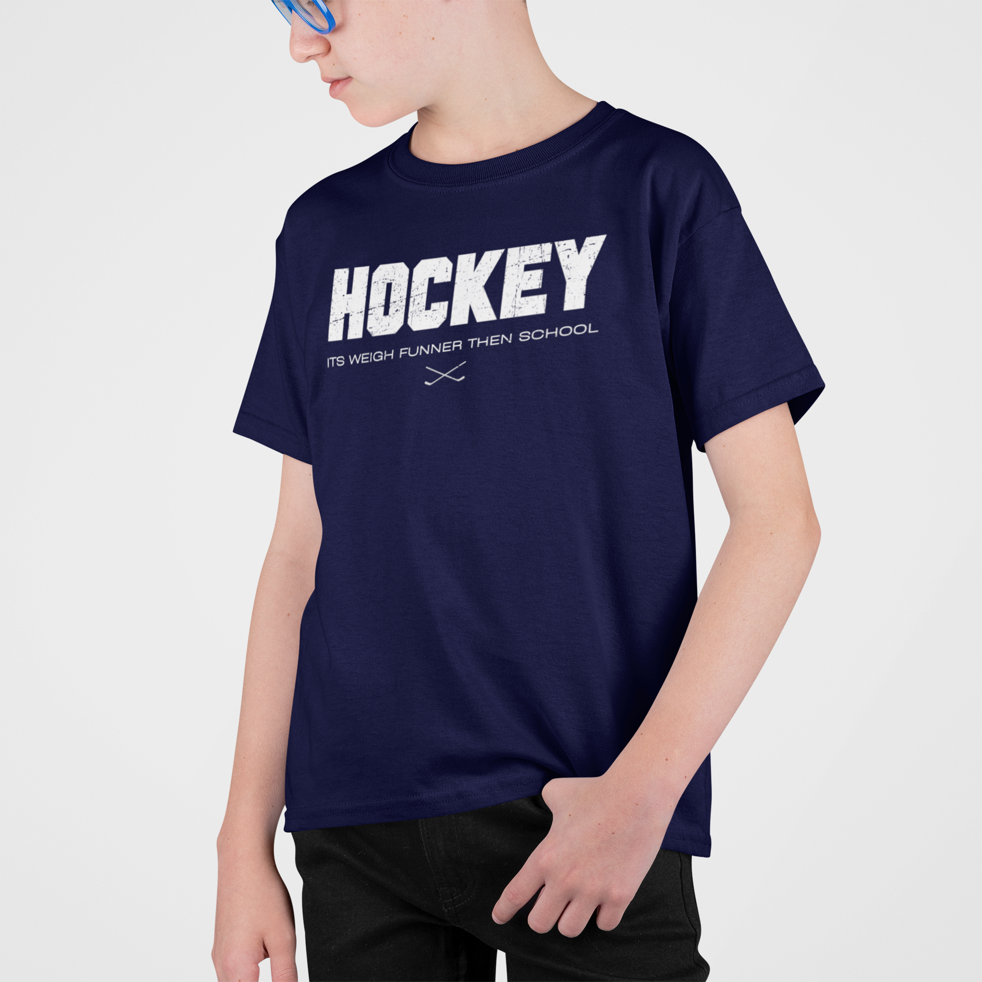 Funny Hockey Shirt - Funny Hockey Gifts - Funny Gift For Hockey Players - Mockup 3 - School Is Important but Hockey Is Importanter - Hockey Than School - Kids Hockey T-Shirt - Its Weigh Funner Then School Kids Hockey Shirt - Hockey Gifts - Gift For Hockey Players