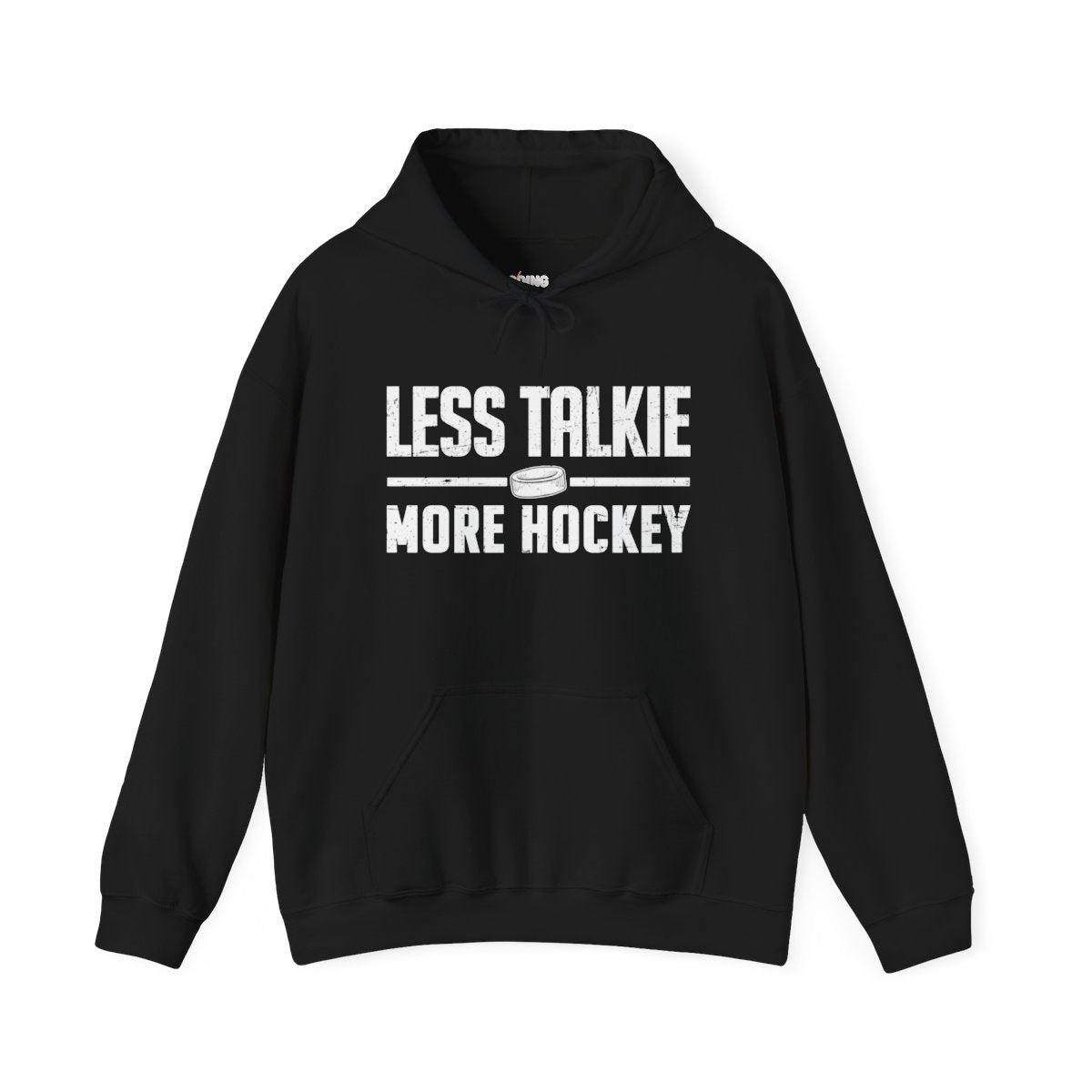 Funny Hockey Hoodie - Funny Hockey Gifts - Funny Gift For Hockey Players - Black Front - More Talkie - Hockey Hoodie - Less Talkie More Hockey Hockey Hoodie - Hockey Gifts - Gift For Hockey Players