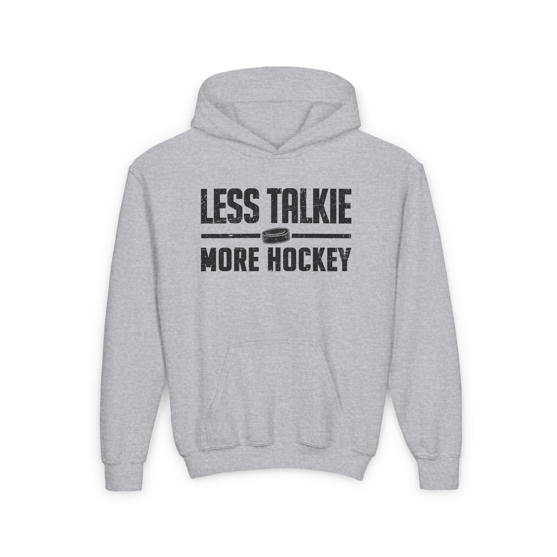 Main Front - More Hockey - Kids Hockey Hoodie - Less Talkie More Hockey Kids Hockey Hoodie - Hockey Gifts - Gift For Hockey Players