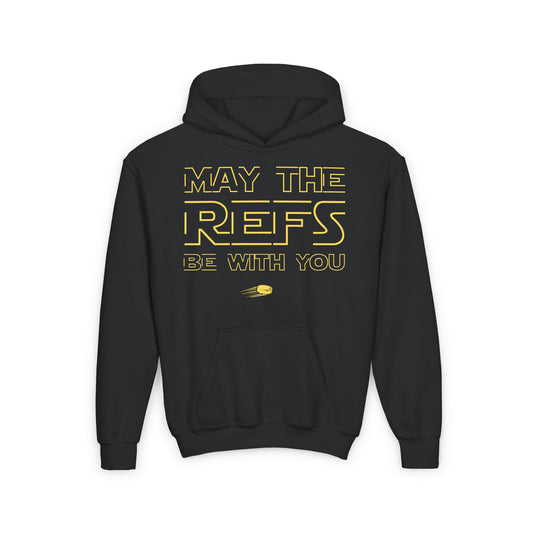 Main Front- Hockey Refs - Kids Hockey Hoodie - May The Refs Be With You Kids Hockey Hoodie - Hockey Gifts - Gift For Hockey Players