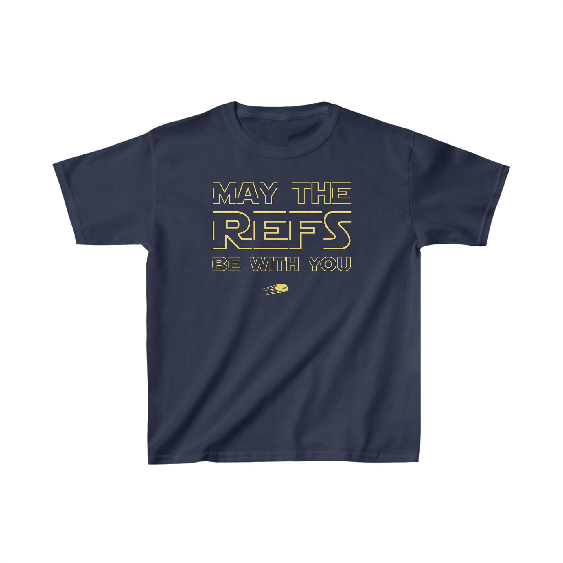 Navy Front - Hockey Refs - Kids Hockey T-Shirt - May The Refs Be With You Kids Hockey Shirt - Hockey Gifts - Gift For Hockey Players