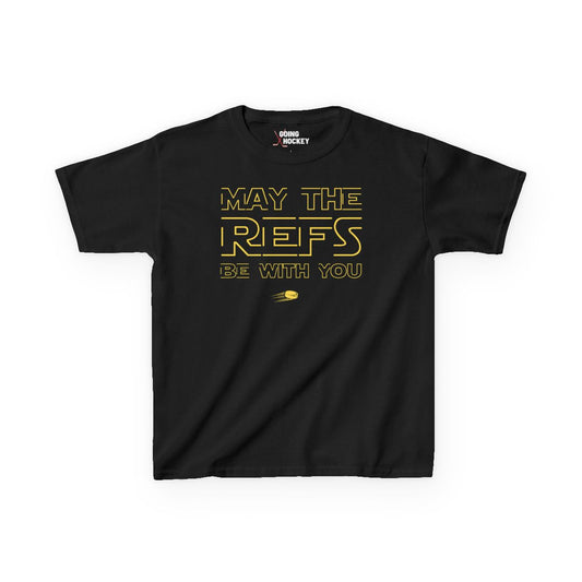 Funny Hockey Shirt - Funny Hockey Gifts - Funny Gift For Hockey Players - Main Front - Hockey Refs - Kids Hockey T-Shirt - May The Refs Be With You Kids Hockey Shirt - Hockey Gifts - Gift For Hockey Players