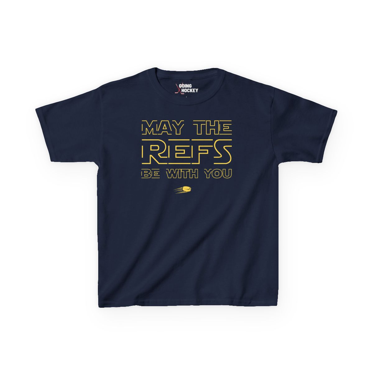 Funny Hockey Shirt - Funny Hockey Gifts - Funny Gift For Hockey Players - Grey Front - Hockey Refs - Kids Hockey T-Shirt - May The Refs Be With You Kids Hockey Shirt - Hockey Gifts - Gift For Hockey Players
