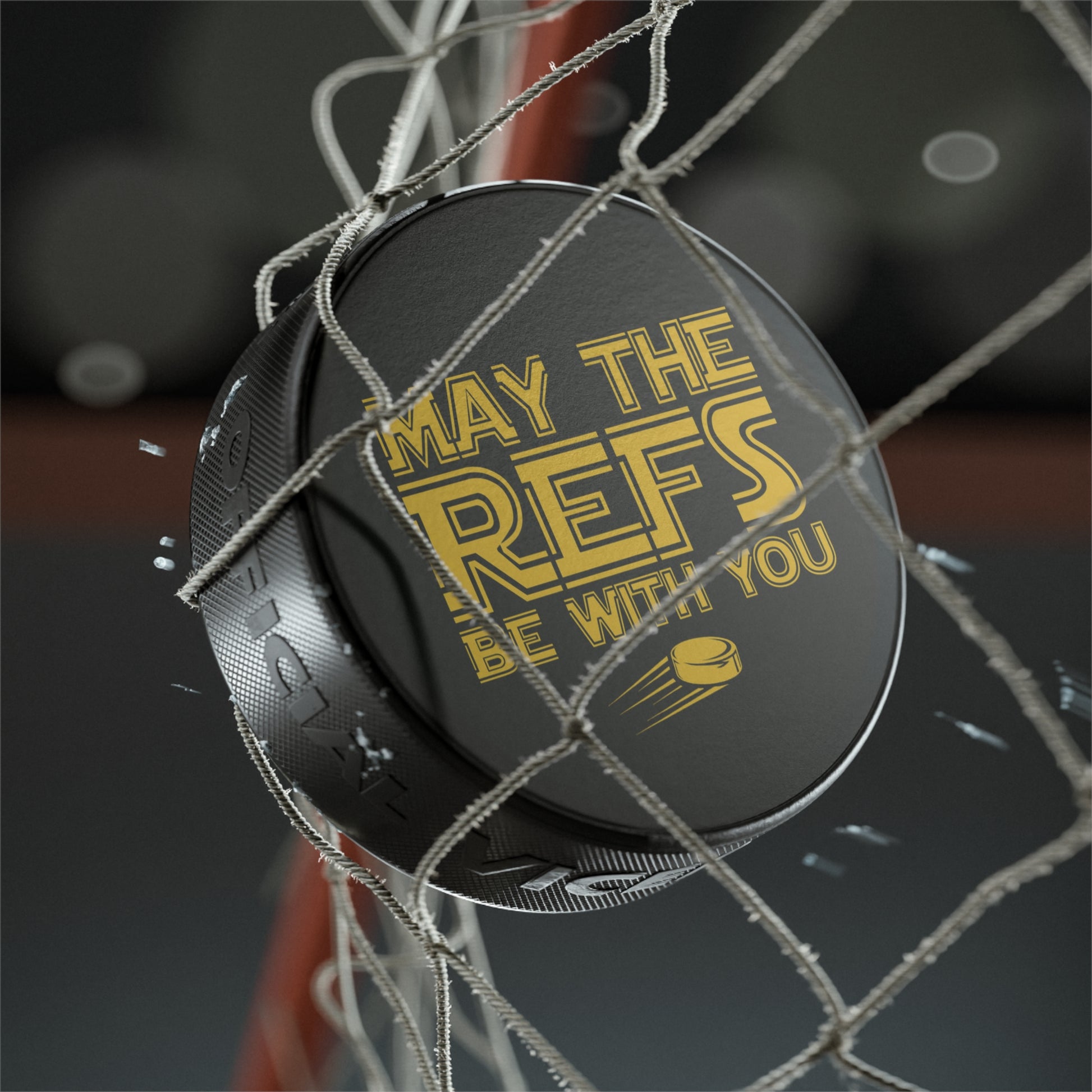 Action - Hockey Refs - Hockey Puck - May The Refs Be With You Hockey Puck - Hockey Gifts - Gift For Hockey Players