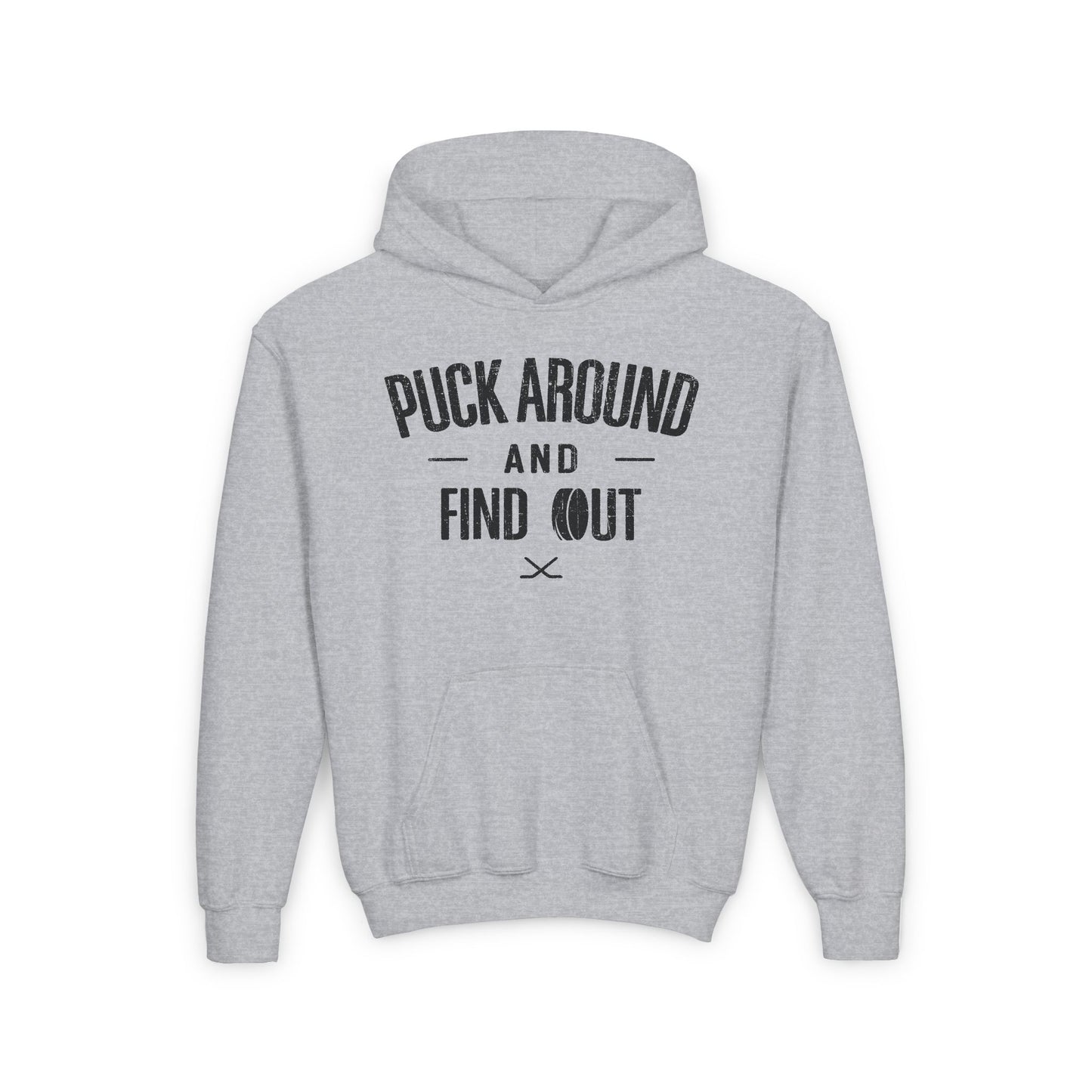 Main Front - Puck Around Hockey - Kids Hockey Hoodie - Puck Around And Find Out Kids Hockey Hoodie - Hockey Gifts - Gift For Hockey Players