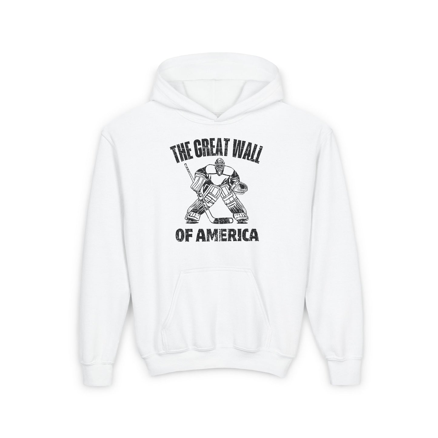 White Front - Hockey Wall - Kids Hockey Hoodie - The Great Wall Of America Kids Hockey Hoodie - Hockey Gifts - Gift For Hockey Players