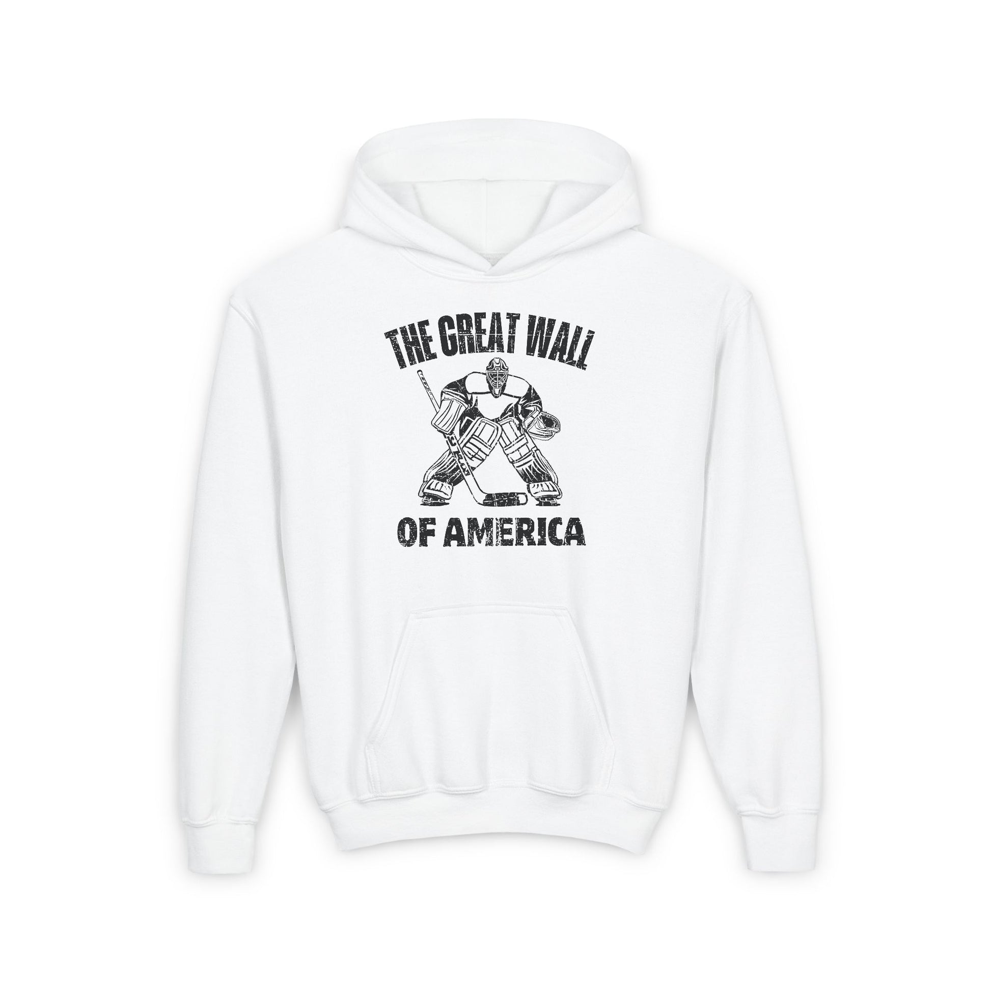 White Front - Hockey Wall - Kids Hockey Hoodie - The Great Wall Of America Kids Hockey Hoodie - Hockey Gifts - Gift For Hockey Players