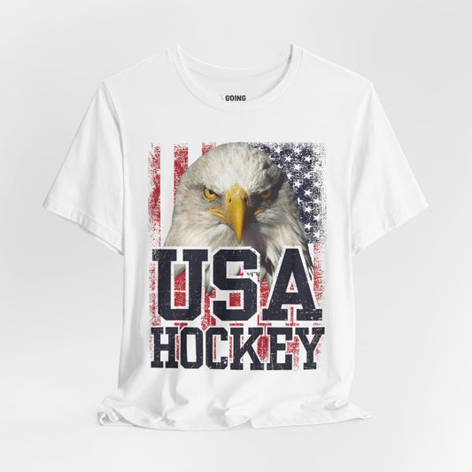 Funny Hockey T-Shirt - Funny Hockey Gifts - Funny Gift For Hockey Players - Size Chart - White Front - Hockey Eagle - Hockey T-Shirt - USA Hockey Shirt - Hockey Gifts - Gift For Hockey Players