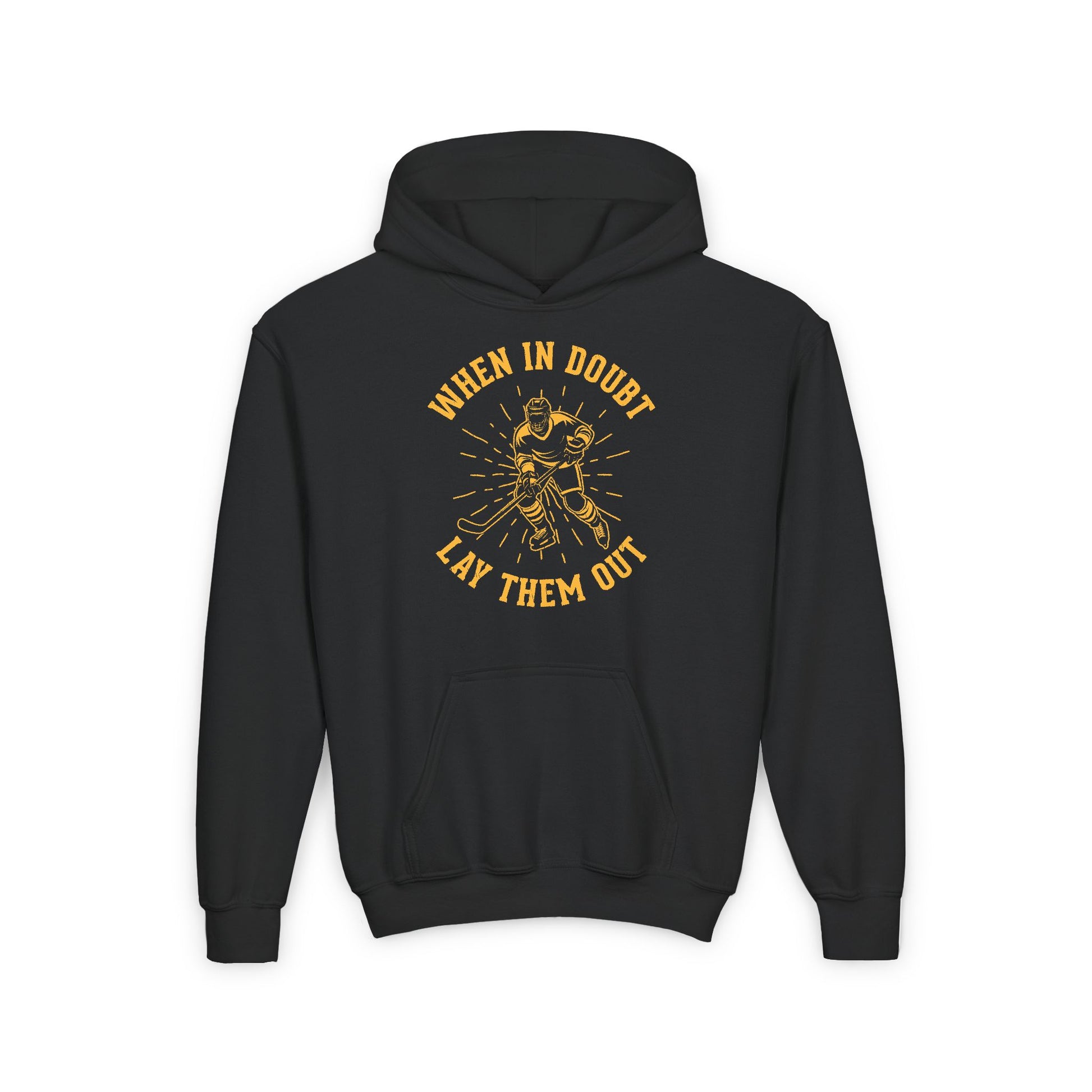 Main Front - Hockey No Doubt  - Kids Hockey Hoodie - When In Doubt Lay Them Out Kids Hockey Hoodie - Hockey Gifts - Gift For Hockey Players
