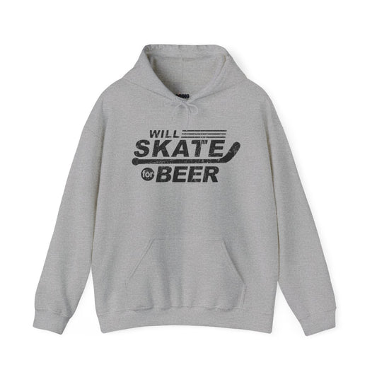 Grey Front - Hockey For Beer - Hockey Hoodie - Will Skate For Beer Hockey Hoodie - Hockey Gifts - Gift For Hockey Players
